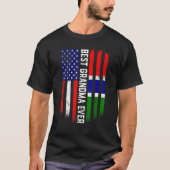 Amerikanische Flagge und Gambia-Flagge Beste Oma-E T-Shirt (Vorderseite)