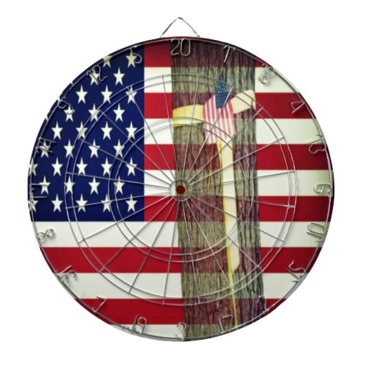 Amerikanische Flagge und Gelbe Schleife Dartscheibe (vorne)