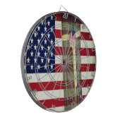 Amerikanische Flagge und Gelbe Schleife Dartscheibe (Vorderseite Links)