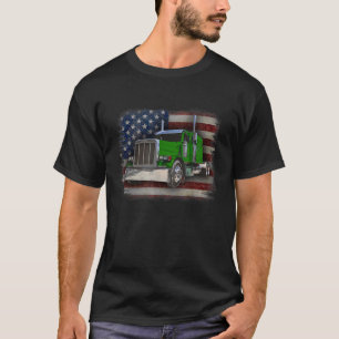 Amerikanische Flagge und grüner Rig Patriotic Truc T-Shirt