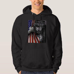 Amerikanische Flagge und Jesus glückliche Unabhäng Hoodie
