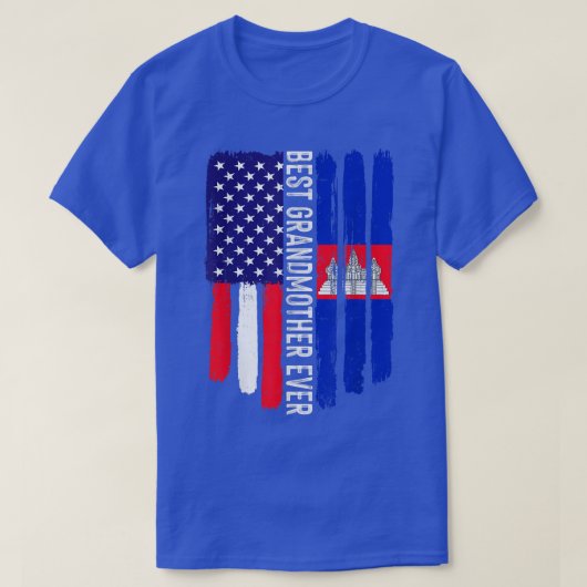 Amerikanische Flagge und Kambodscha beste Großmutt T-Shirt (Design vorne)