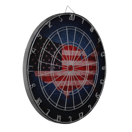 Amerikanische Flagge und Karte #2 Dartscheibe (Vorderseite Links)