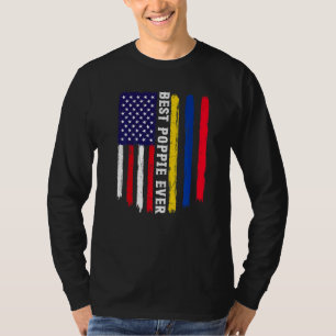 Amerikanische Flagge und Kolumbien-Flagge Beste Po T-Shirt