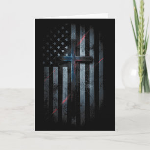 Amerikanische Flagge und Kreuz Glaube Familie Dom  Karte