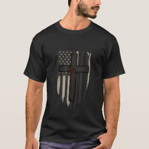 Amerikanische Flagge und Kreuz Patriotischer chri T-Shirt