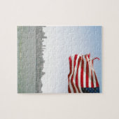 Amerikanische Flagge und Küstenlinie Puzzle (Horizontal)