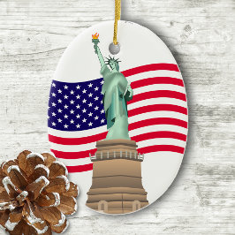 Amerikanische Flagge und Ladenfreiheit Keramik Ornament