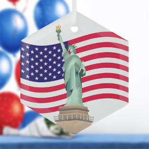 Amerikanische Flagge und Ladenfreiheit Ornament Aus Glas