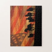 Amerikanische Flagge und Mustangs Wild Puzzle (Vertikal)