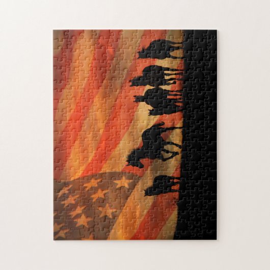 Amerikanische Flagge und Mustangs Wild Puzzle (Vertikal)