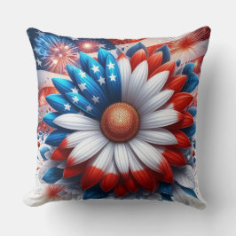 Amerikanische Flagge und Patriotische Daisien Kissen