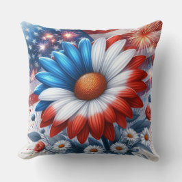 Amerikanische Flagge und Patriotische Daisien Kissen