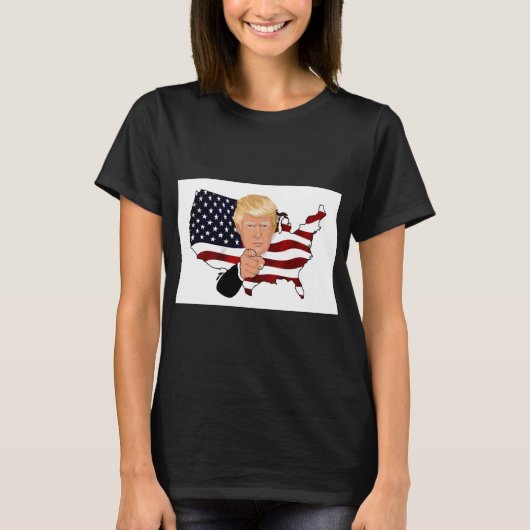 Amerikanische Flagge und Präsident Trumpf T-Shirt (Vorderseite)