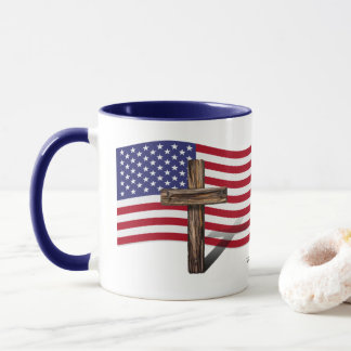 Amerikanische Flagge und raues Kreuz Tasse