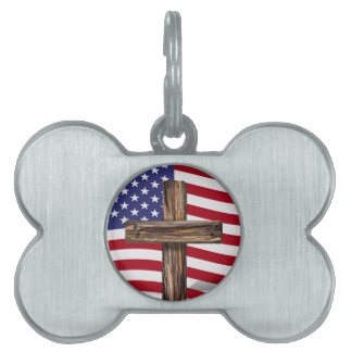 Amerikanische Flagge und raues Kreuz Tiermarke