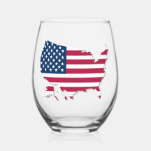 Amerikanische Flagge und rot-weiß-blaue Karte