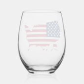 Amerikanische Flagge und rot-weiß-blaue Karte Weinglas Ohne Stiel (Rückseite)