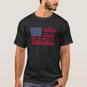 Amerikanische Flagge und Schiffe Patriotic Militär T-Shirt