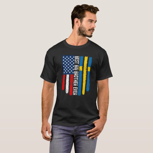 Amerikanische Flagge und Schwedenflagge Bester Gro T-Shirt (Vorne ganz)