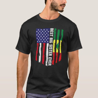 Amerikanische Flagge und Senegal-Flagge Beste groß T-Shirt