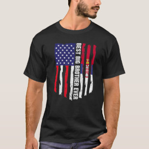 Amerikanische Flagge und Serbienflagge Bester Groß T-Shirt