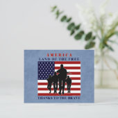 Amerikanische Flagge und Soldaten Silhouette Postk Postkarte (Stehend Vorderseite)