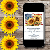 Amerikanische Flagge und Sonnenblumen Einladung