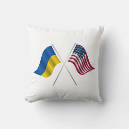 Amerikanische Flagge und ukrainische Flagge Kissen