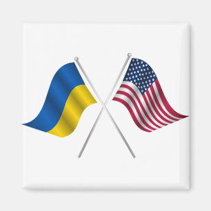 Amerikanische Flagge und ukrainische Flagge Magnet