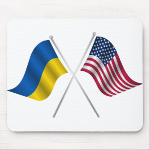 Amerikanische Flagge und ukrainische Flagge Mousepad