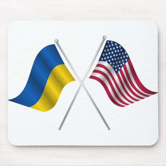 Amerikanische Flagge und ukrainische Flagge Mousepad (Vorne)
