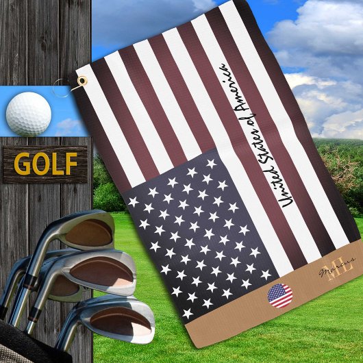 Amerikanische Flagge und Vereinigte Staaten mit Mo Golfhandtuch