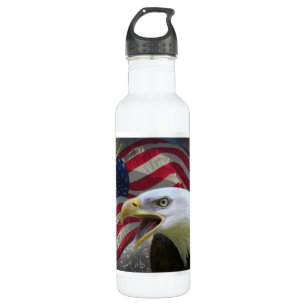 Amerikanische Flagge und Weißkopfseeadler Trinkflasche