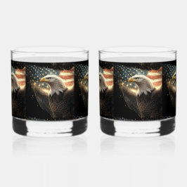 Amerikanische Flagge und Weißkopfseeadler  Whiskyglas