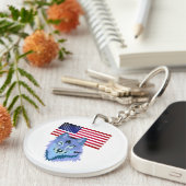 Amerikanische Flagge und Wolf Schlüsselanhänger (Vorderseite rechts)