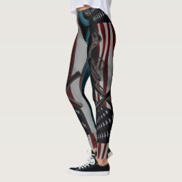 Amerikanische Flagge und zwei gekreuzte Revolver Leggings
