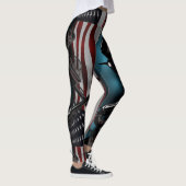 Amerikanische Flagge und zwei gekreuzte Revolver Leggings (Rechts)