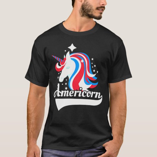 Amerikanische Flagge Unicorn Patriotic America T-Shirt (Vorderseite)