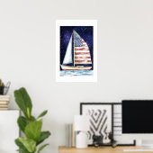 Amerikanische Flagge unter den Sternen Poster (Heimbüro)