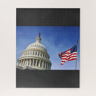 Amerikanische Flagge & US-Kapitol Patriotisches US Puzzle