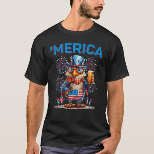 Amerikanische Flagge US Patriotischer Hahn 4. Juli T-Shirt