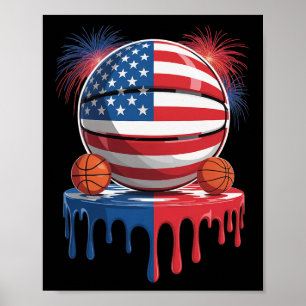 Amerikanische Flagge USA Eis Drip Game Skelett Dri Poster