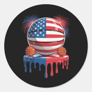 Amerikanische Flagge USA Eis Drip Game Sketll Drip Runder Aufkleber
