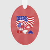 Amerikanische Flagge USA Fußball Ball Roter Hinter Ornament (Vorderseite)