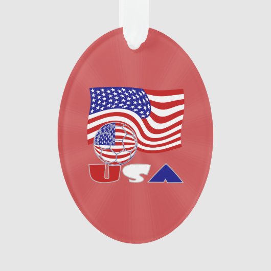 Amerikanische Flagge USA Fußball Ball Roter Hinter Ornament (Vorderseite)