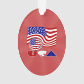 Amerikanische Flagge USA Fußball Ball Roter Hinter Ornament (Rückseite)