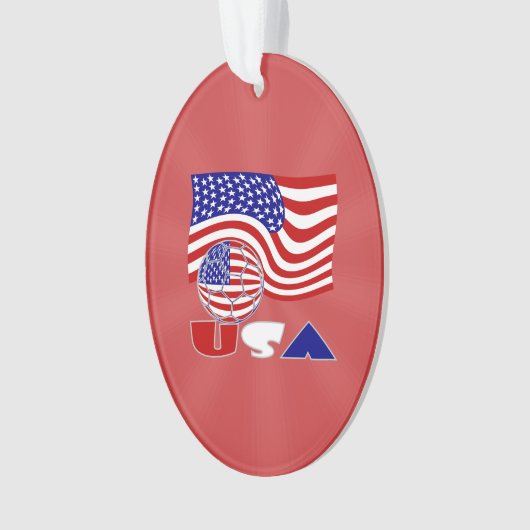 Amerikanische Flagge USA Fußball Ball Roter Hinter Ornament (Vorderseite)