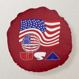 Amerikanische Flagge USA Fußball Ball Roter Hinter Rundes Kissen
