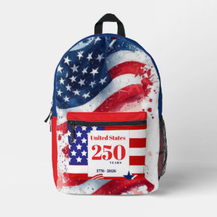 Amerikanische Flagge USA Patriotisch 250. Jubiläum Bedruckter Rucksack